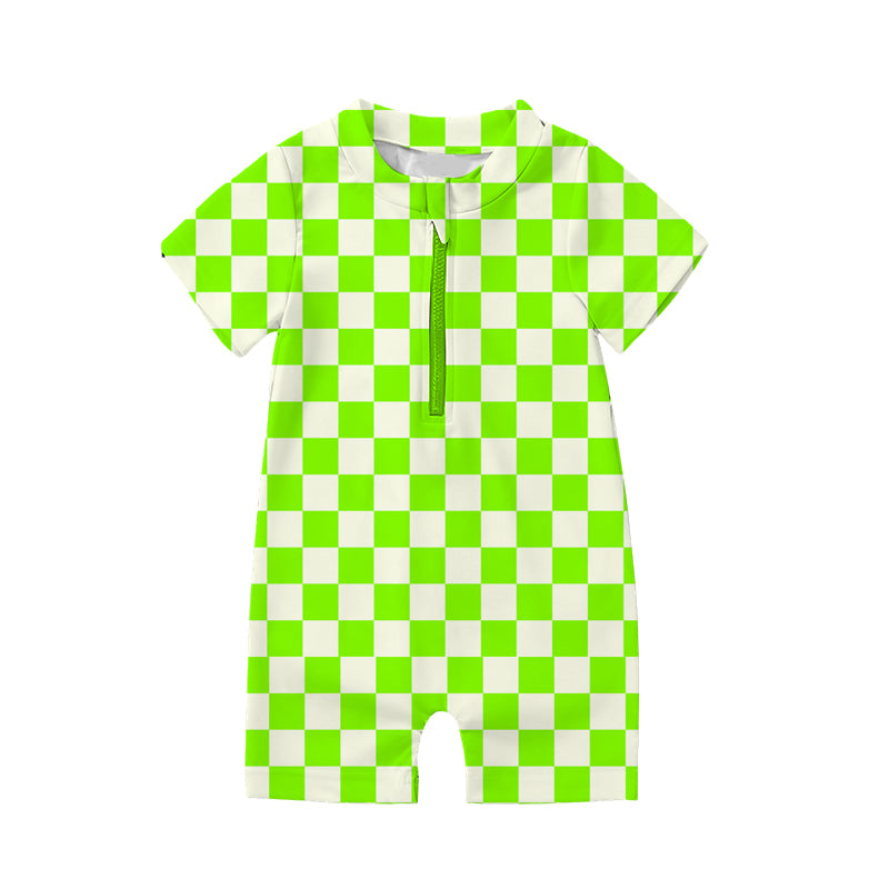 Lime Check Rashguard Boys One-Piece Swimwear *RTS*