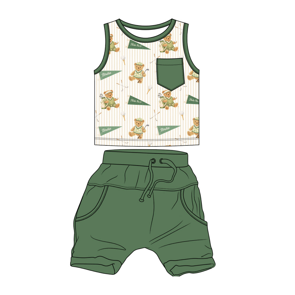 Tee Time Teddies Daywear Tank top/Short Set *RTS*