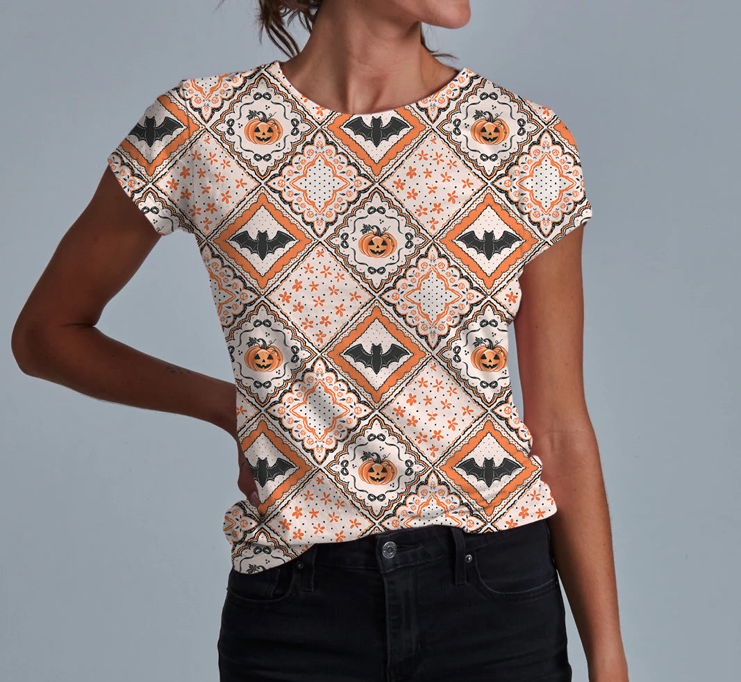 Pumpkin Patchwork Adult Women's T-shirt **PreOrder**