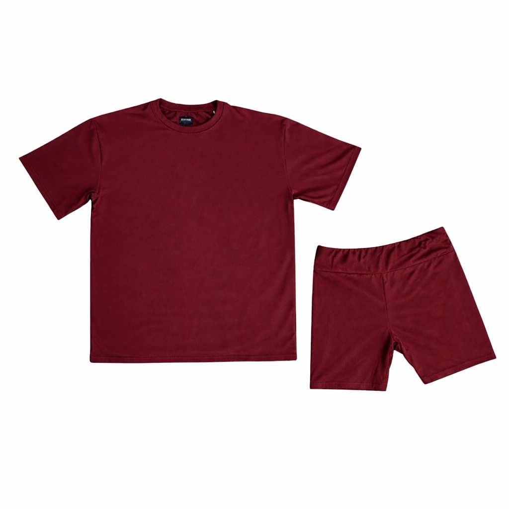 Burgundy Women's Biker Short Set *RTS*