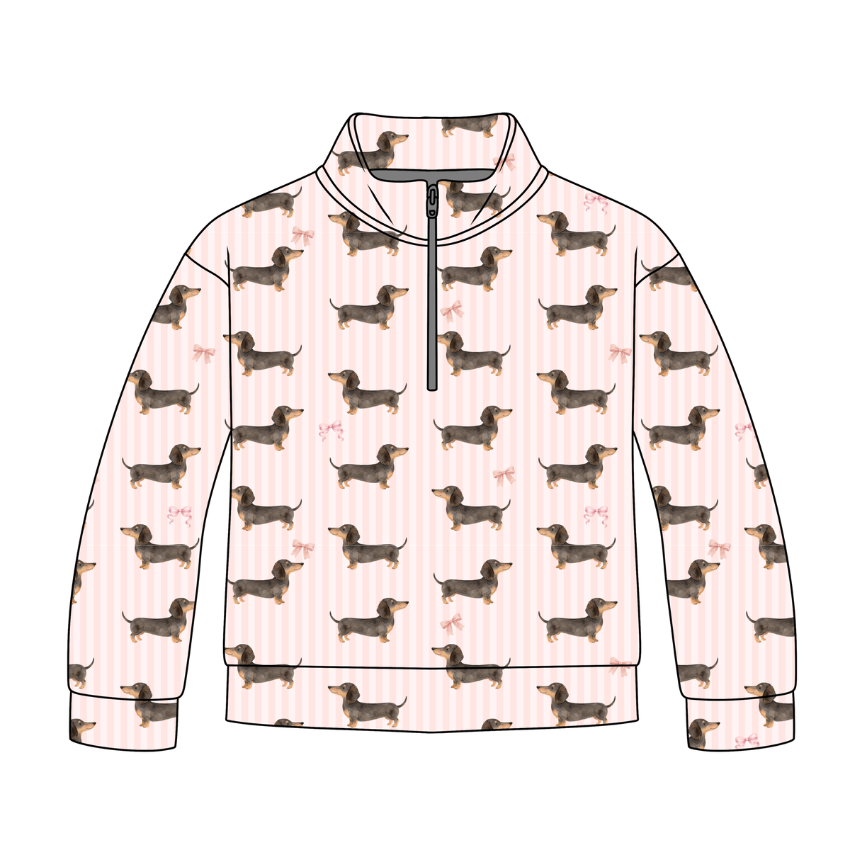 Doxie Daydreams Pink Quarter Zip-Up **PreOrder**