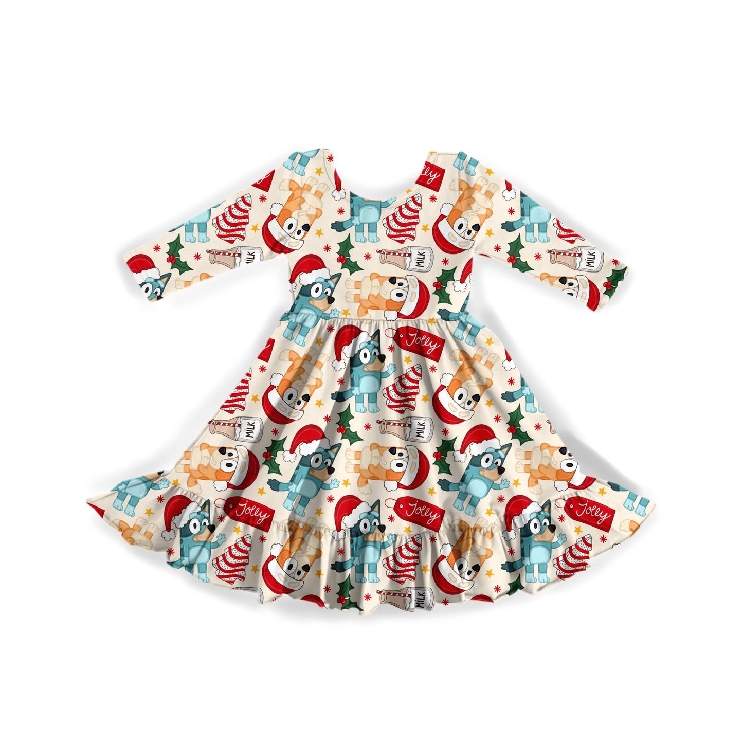 Holiday Heelers Youth Twirl Dress **PreOrder**