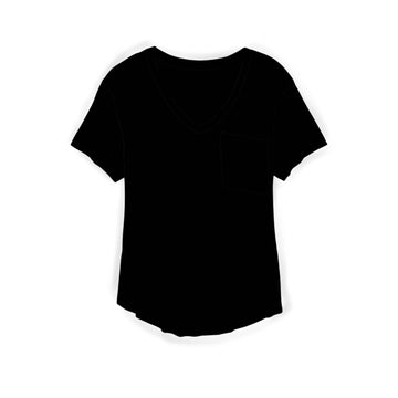 Black V-Neck Adult Women's Pocket T-shirt **PreOrder**