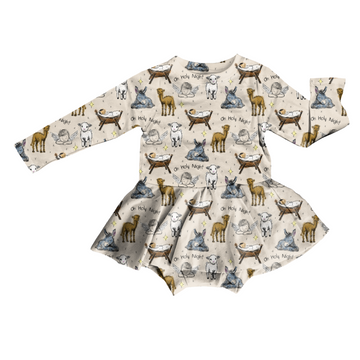 Oh Holy Night Bodysuit Youth Twirl Dress **PreOrder**