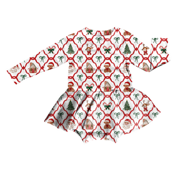 Holly Jolly Christmas Bodysuit Youth Twirl Dress **PreOrder**