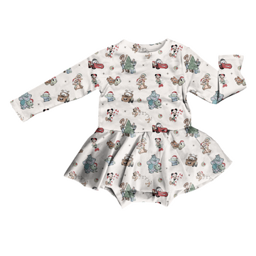 Christmas Characters Bodysuit Youth Twirl Dress **PreOrder**