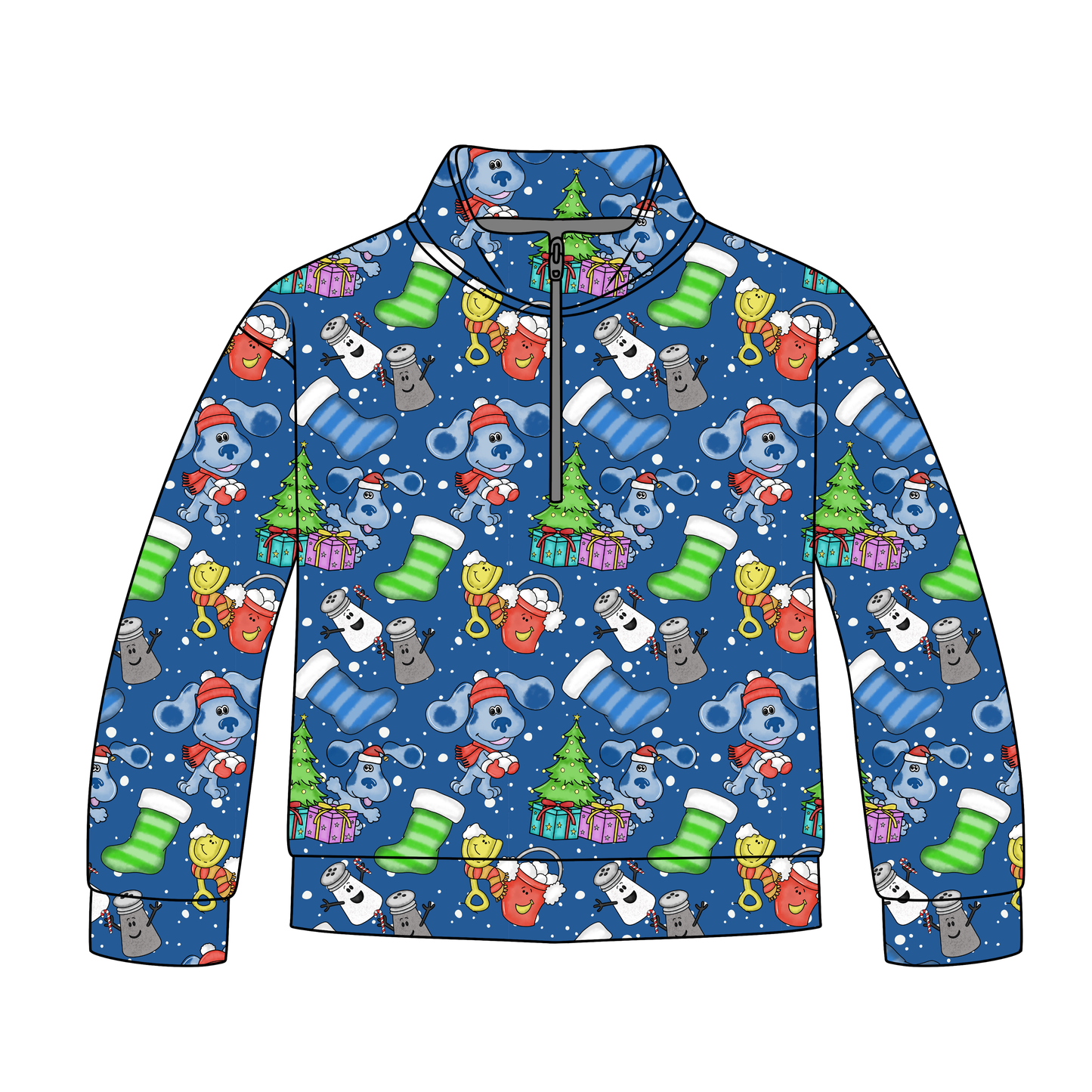 Blue Christmas Cheer Quarter Zip-Up **PreOrder**