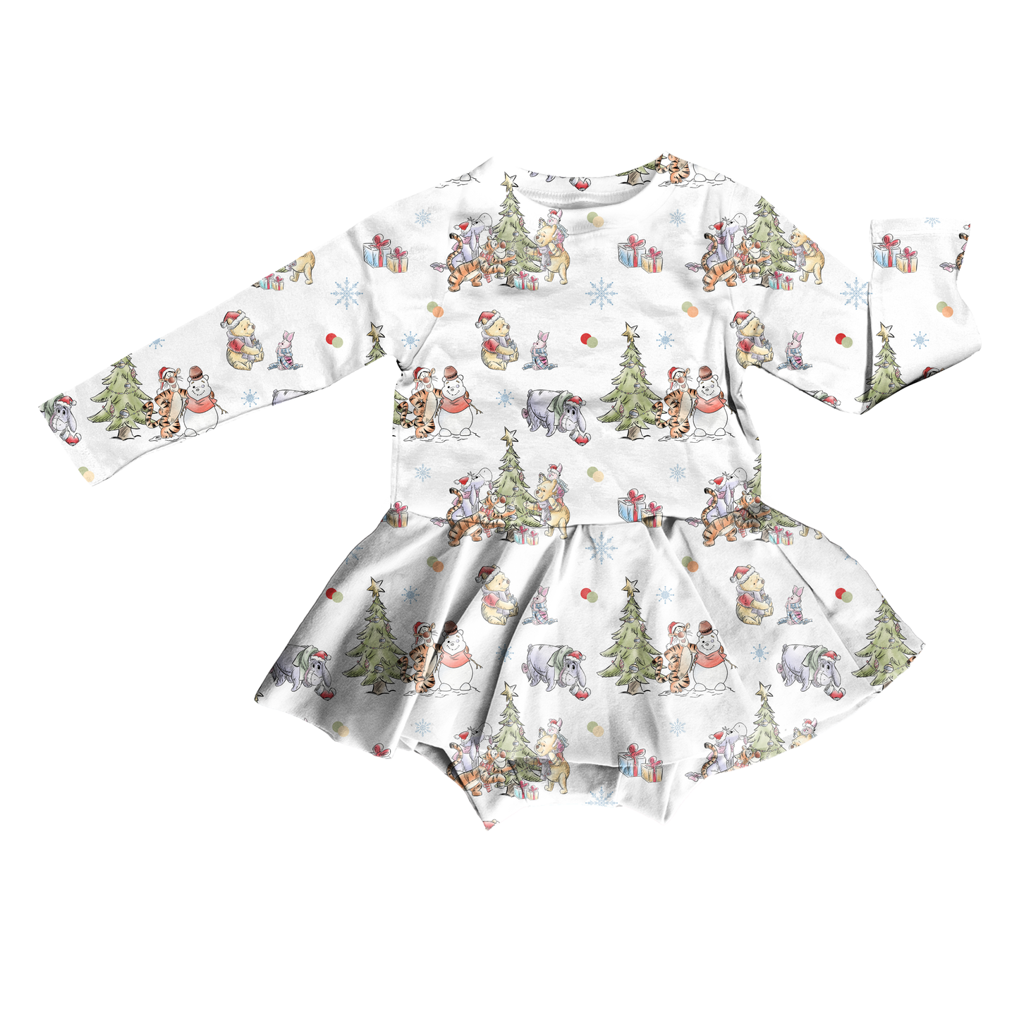 Woodland Christmas Wishes Bodysuit Youth Twirl Dress **PreOrder**