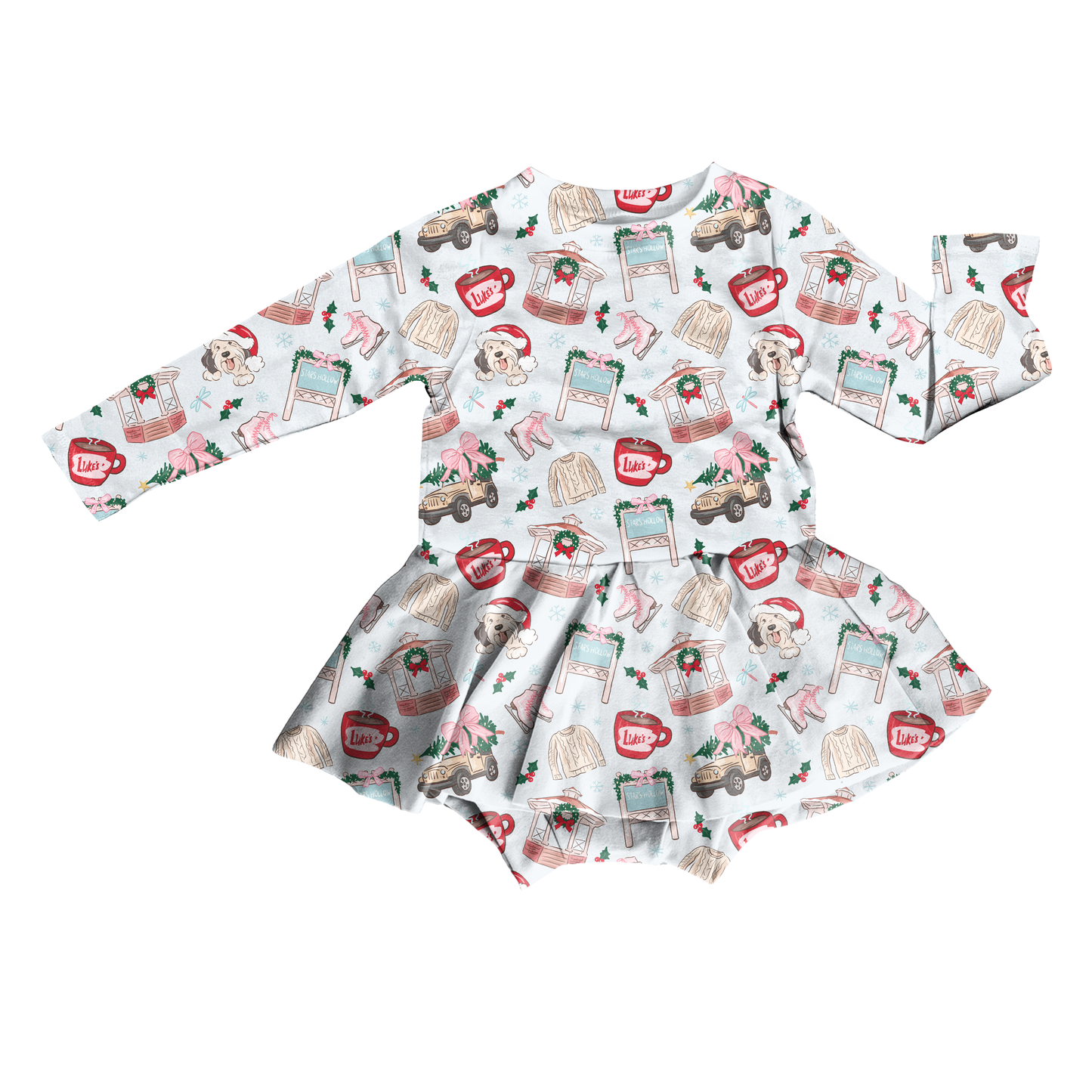 Snowy Small Town Bodysuit Youth Twirl Dress **PreOrder**