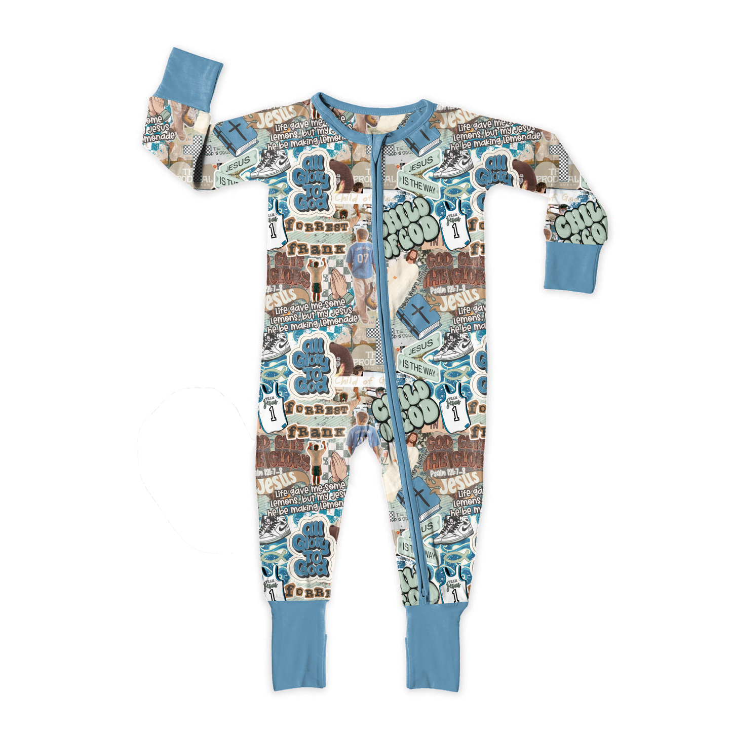 Only Way Is Up Blue Medically Adaptable Zipper Sleeper *RTS*