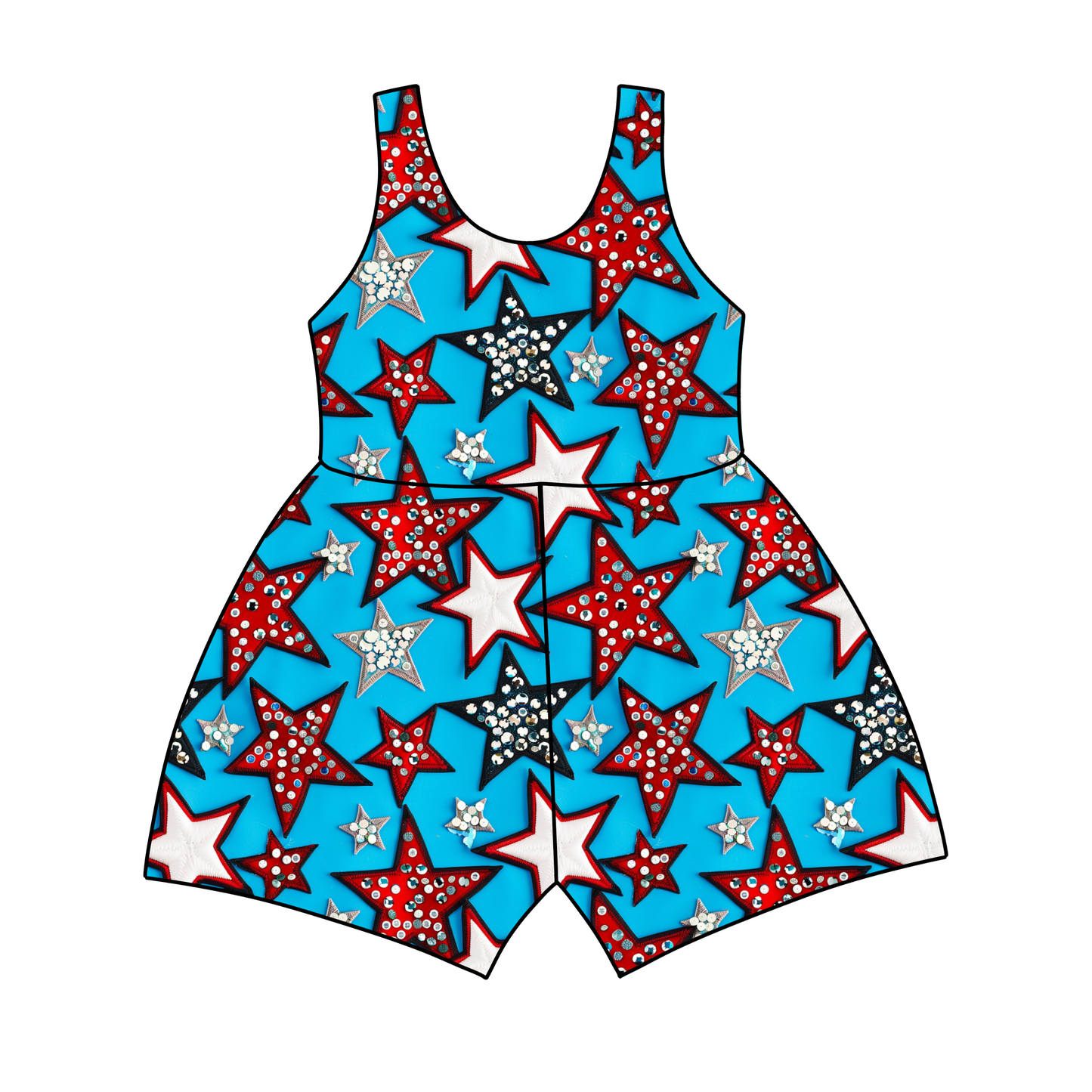 Star Spangled Sparkle Tank Top/Shorts Jumpsuit *RTS*
