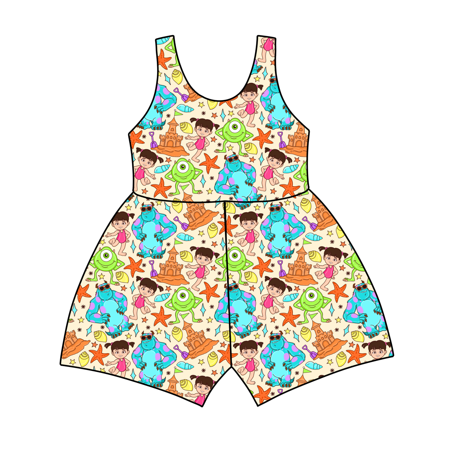 Monster Beach Bash Tank Top/Shorts Jumpsuit *RTS*