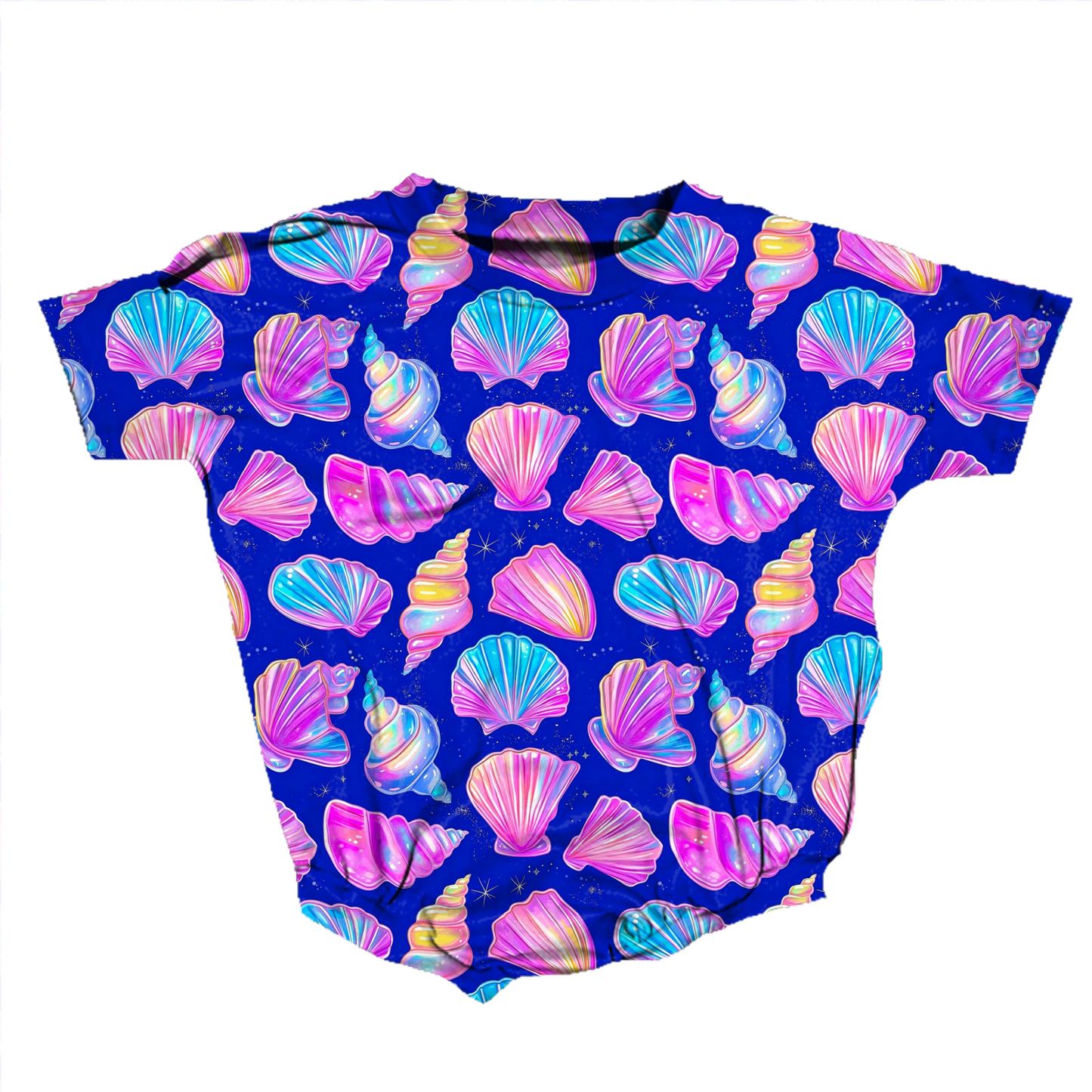 Medically Adaptable Neon Seashell Sparkle Romper *RTS*
