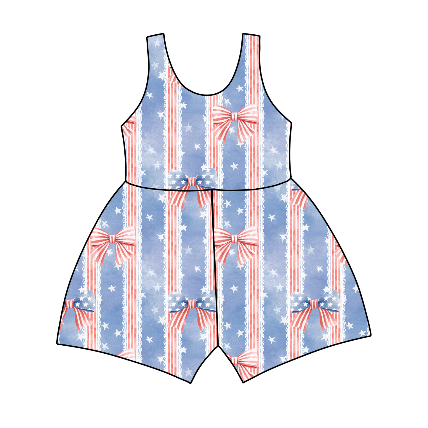 Patriotic Pretty Tank Top/Shorts Jumpsuit *RTS*