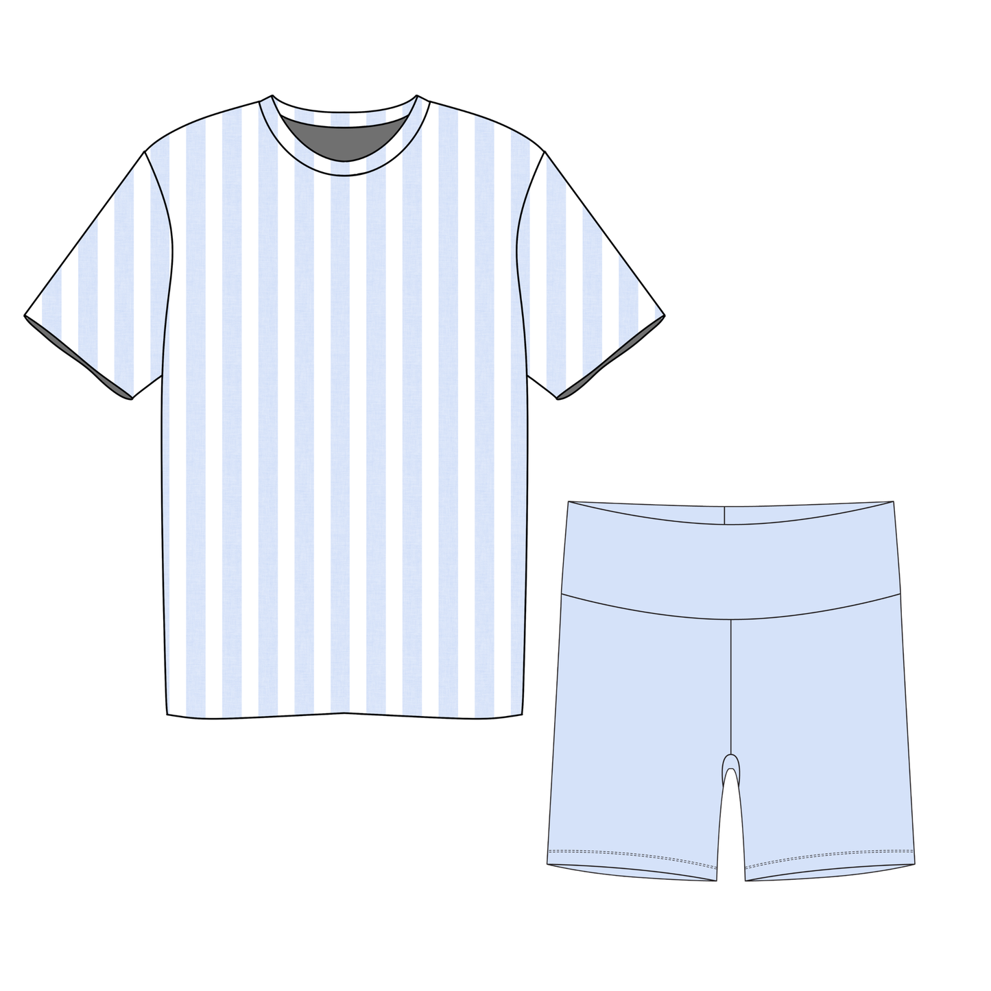 Harbor Stripes Women's Biker Short Set *RTS*