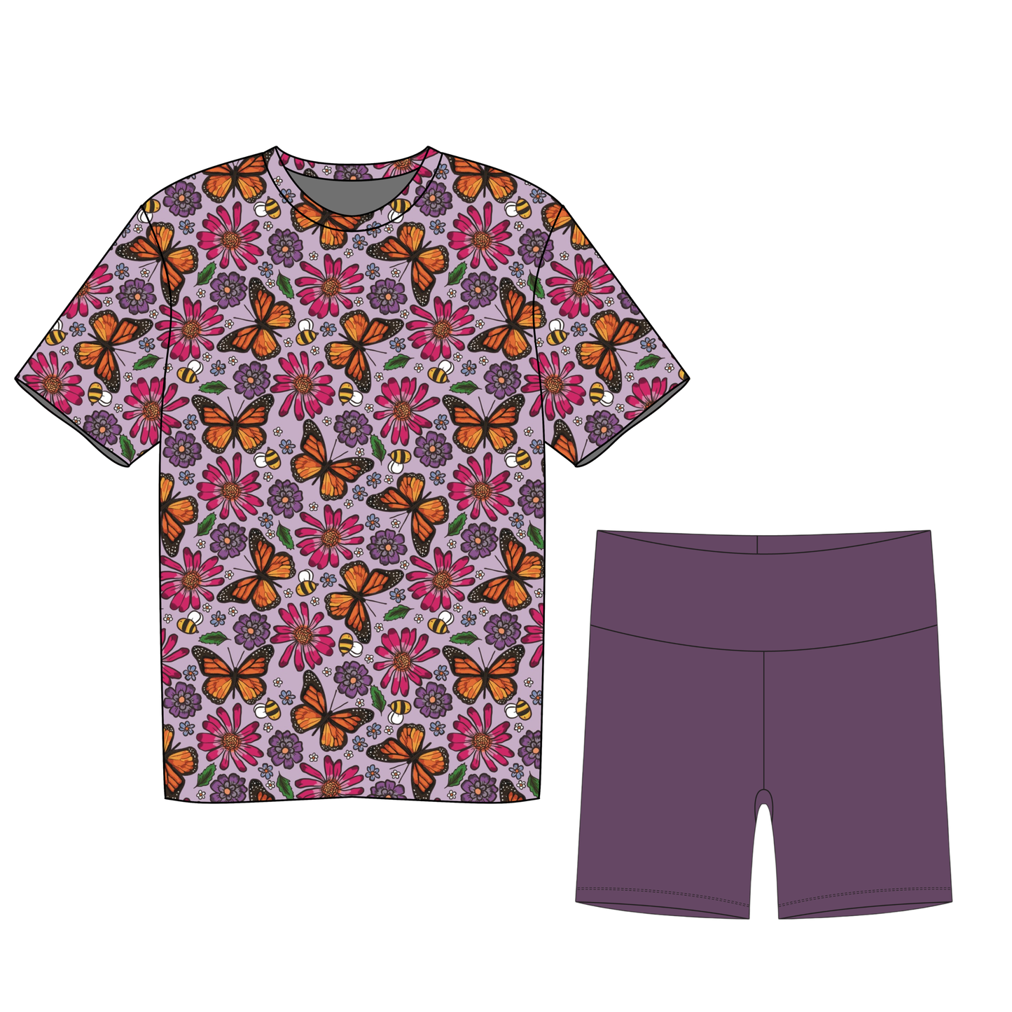 Blooming Butterfly Bliss Youth Girls Biker Short Set *RTS*