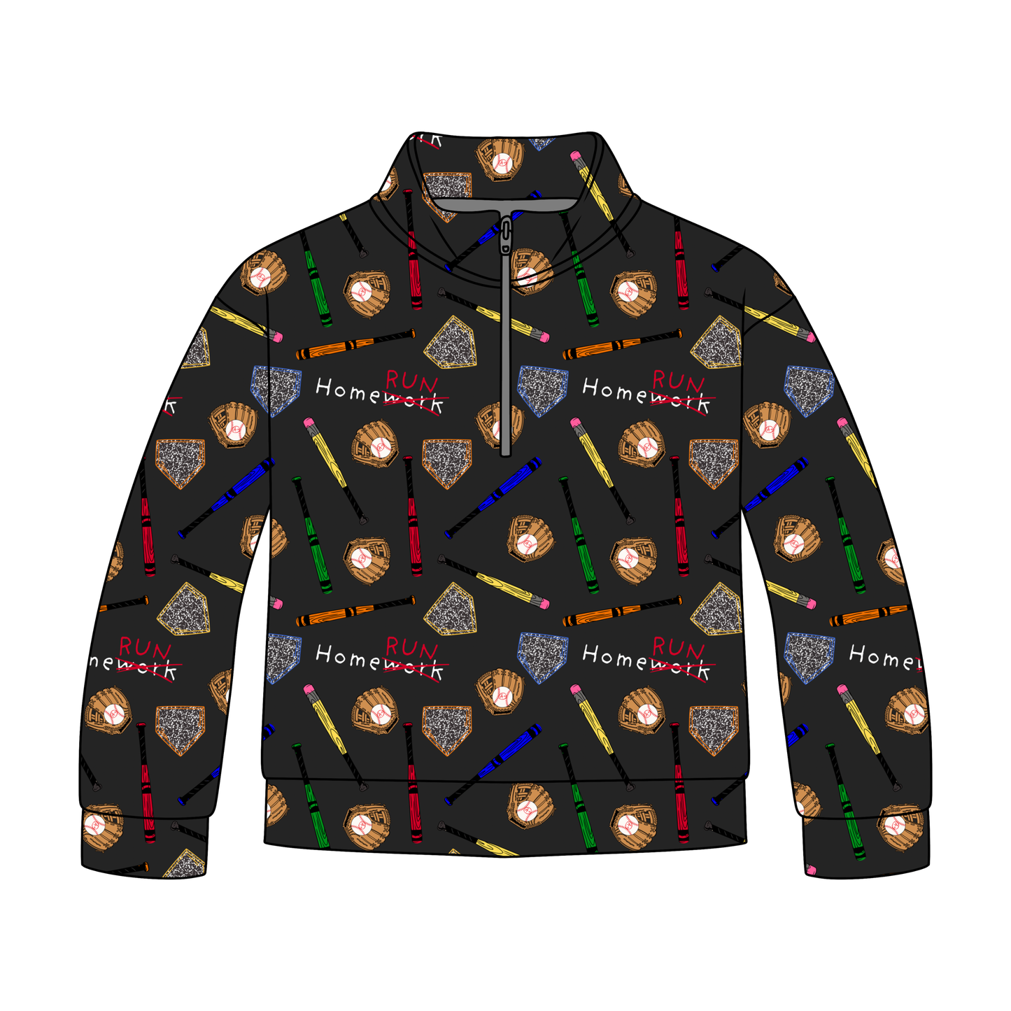 Homework & Homeruns Adult Quarter Zip-Up **PreOrder**