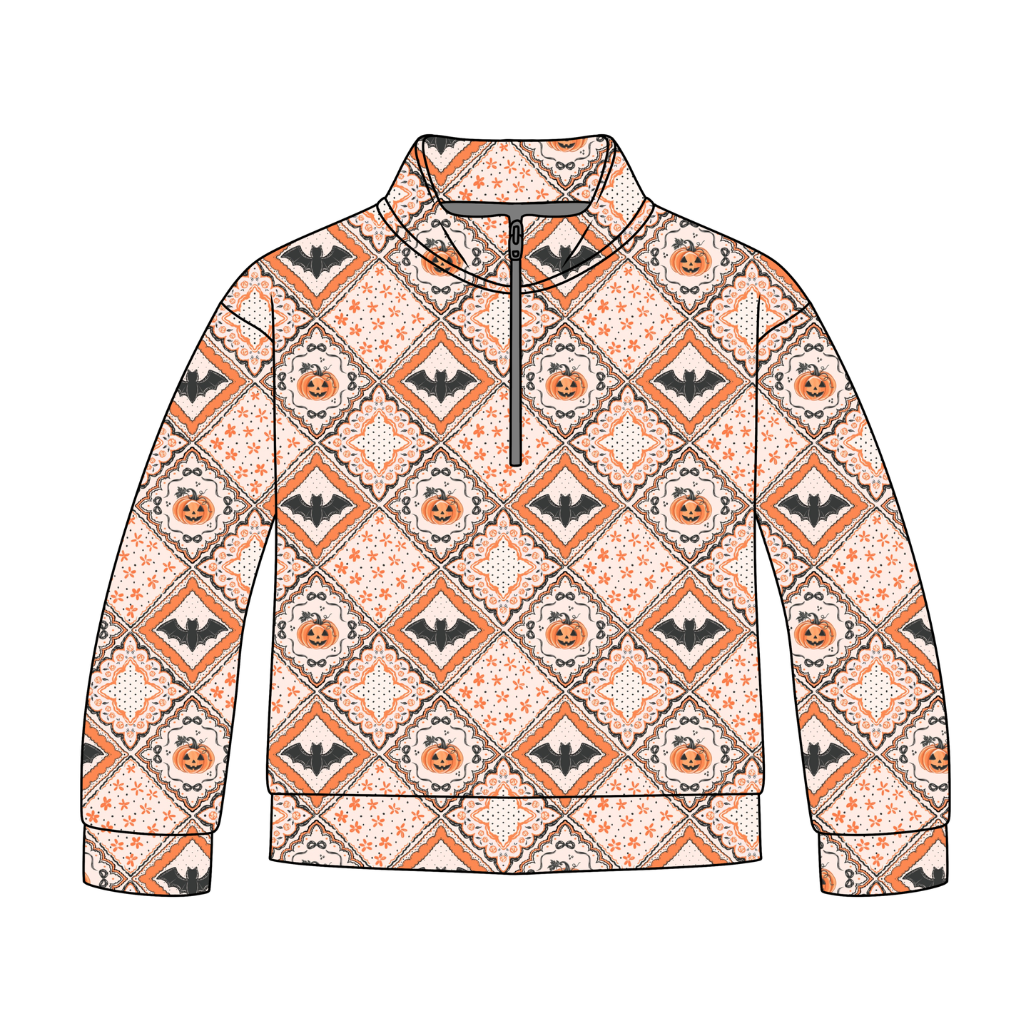 Pumpkin Patchwork Quarter Zip-Up **PreOrder**