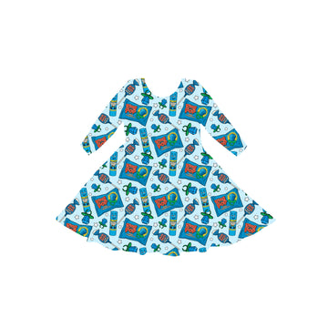 Blue Raspberry Dreams Youth Twirl Dress **PreOrder**