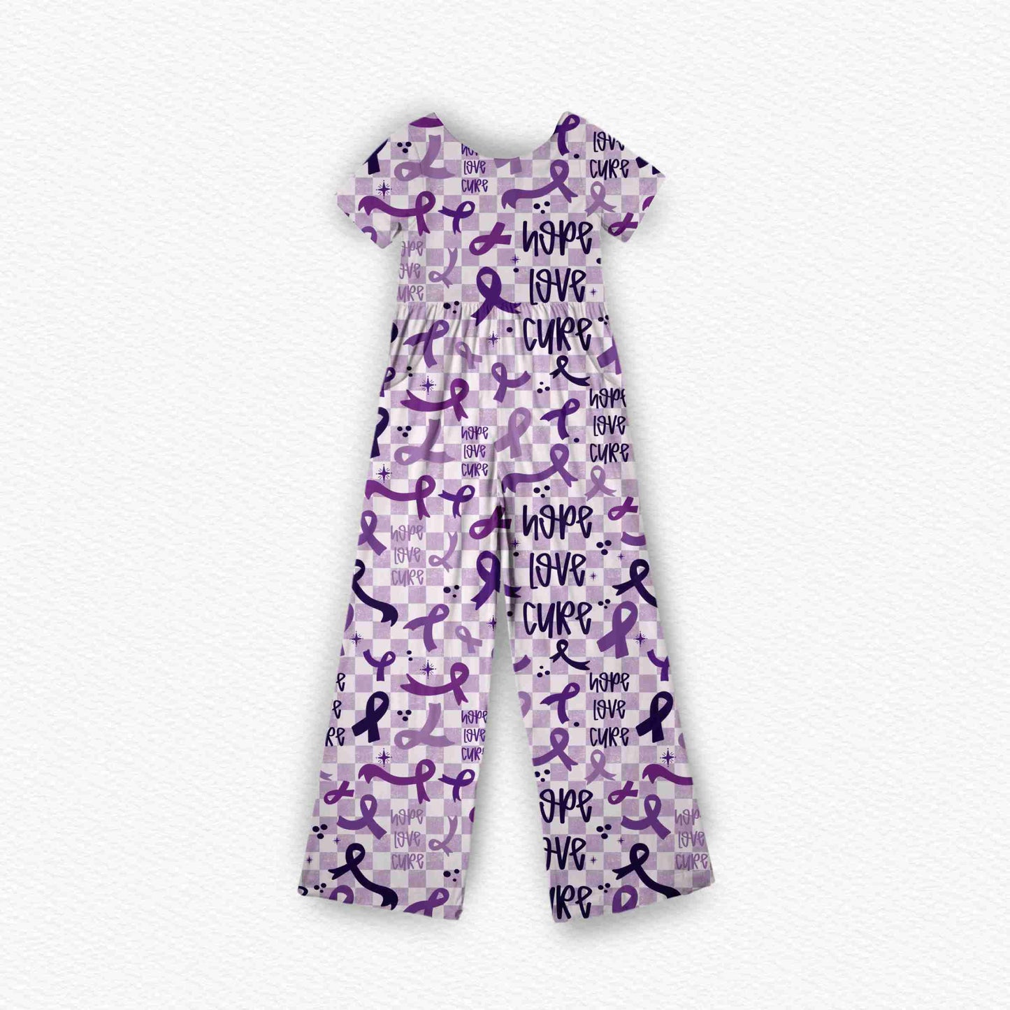 Purple Awareness Ribbon Medically Adaptable Jumpsuit *RTS*