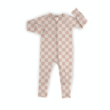 Pink Checkered Ribbed Zipper Sleeper *RTS*