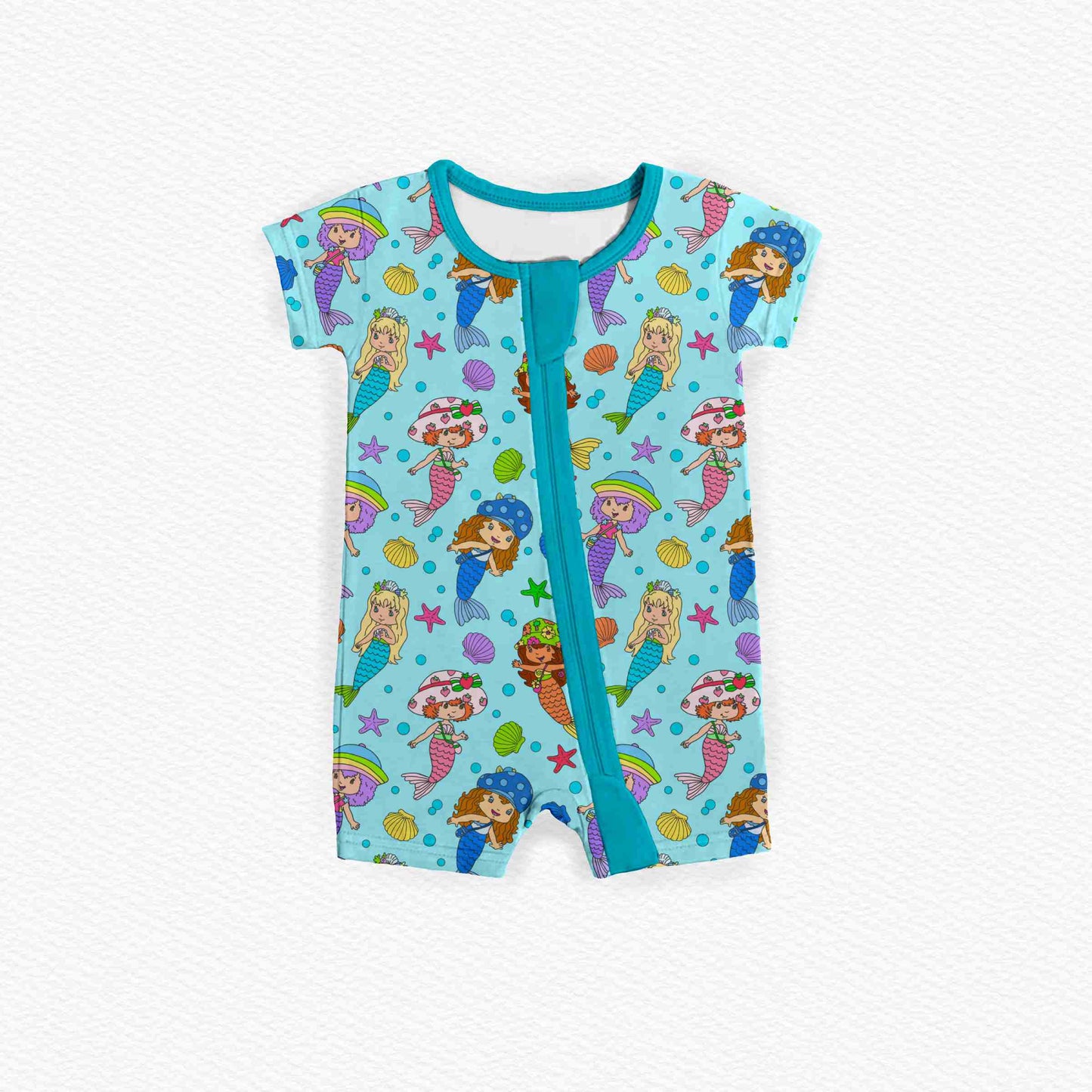 Berry Sweet Mermaids Medically Adaptable Zipper Shortie *RTS*