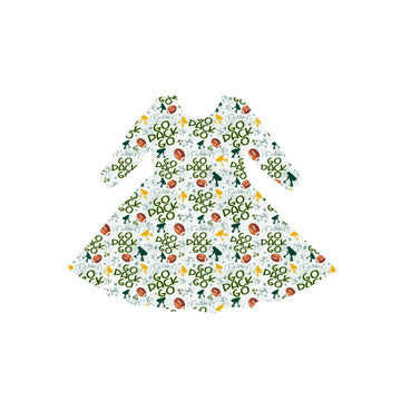 Green Bay Youth Long Sleeve Twirl Dress *RTS*