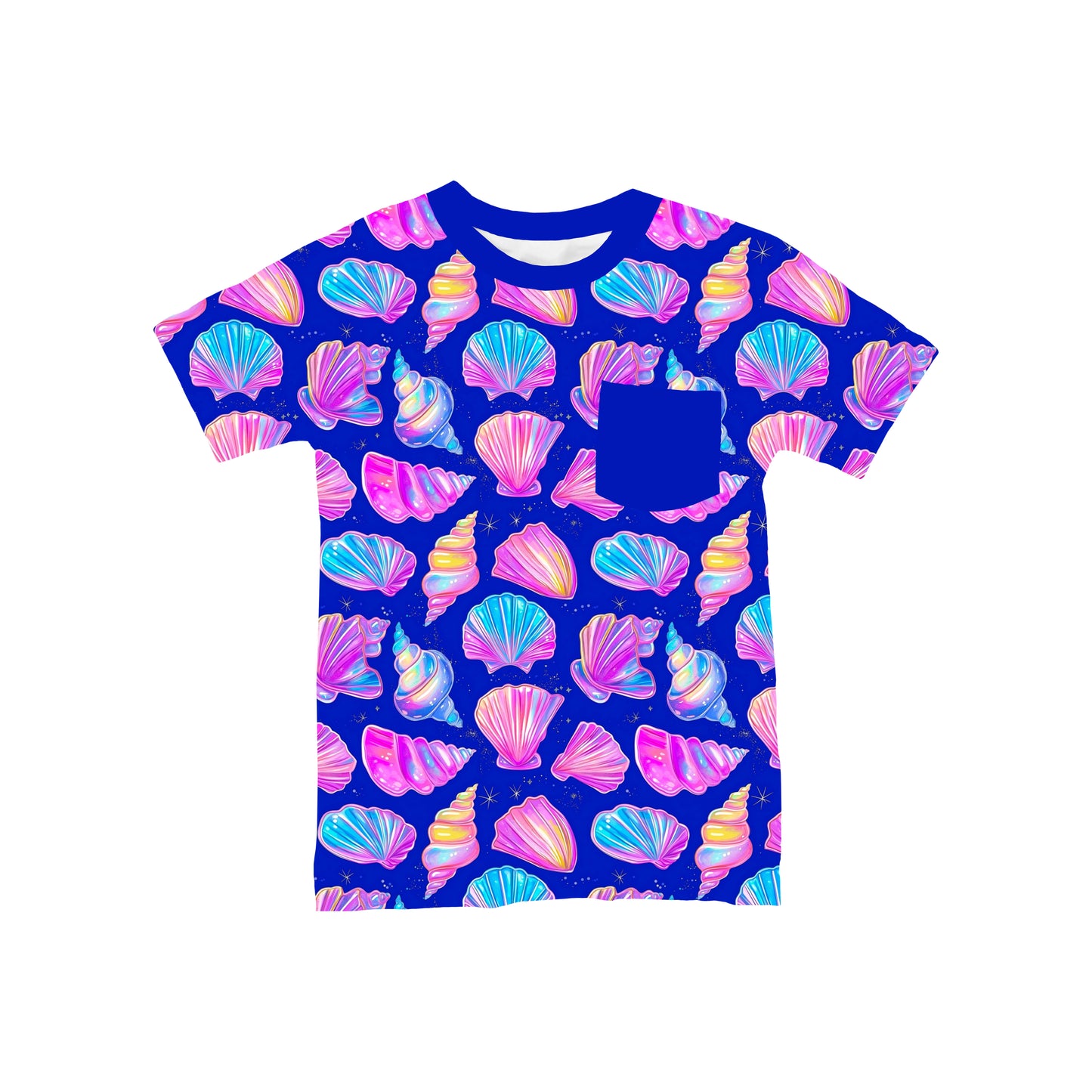 Neon Seashell Sparkle Pocket T-Shirt *RTS*