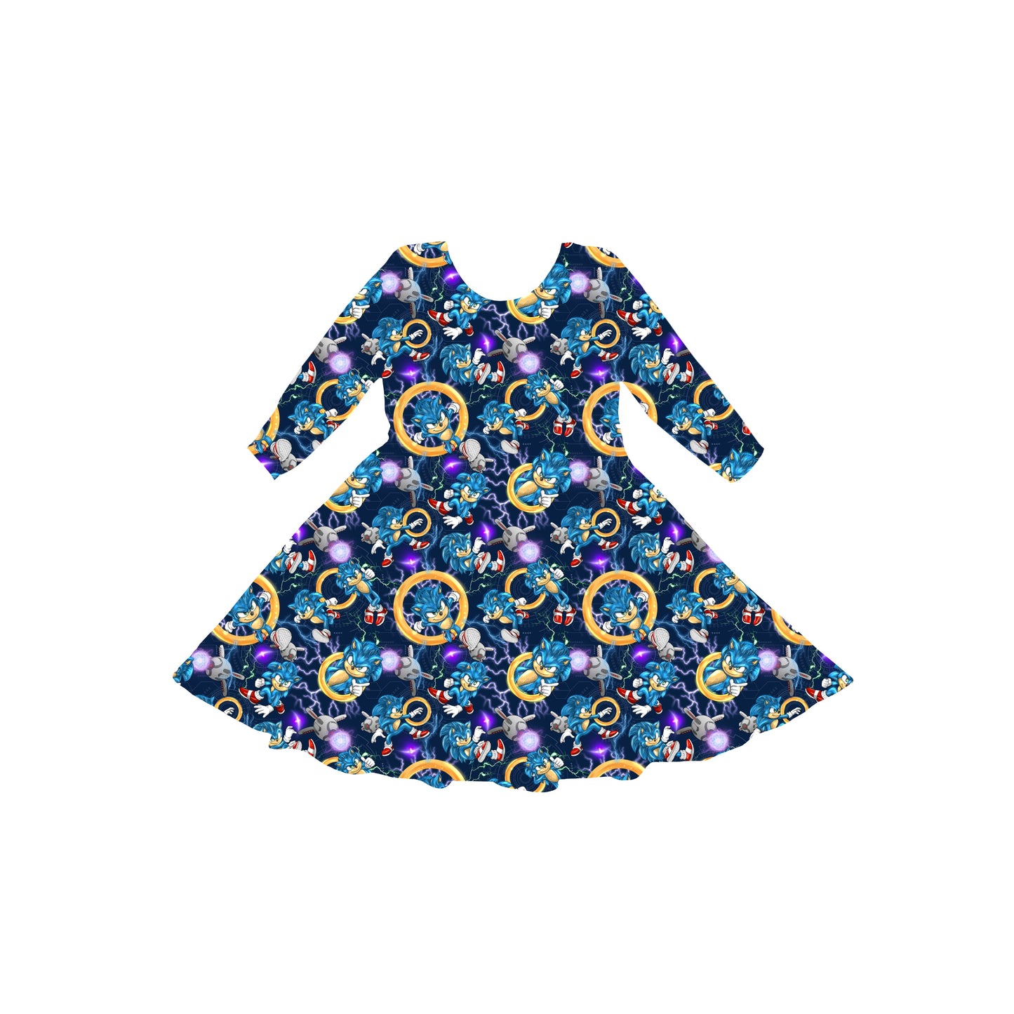 Blue Blur In Action Youth Twirl Dress *RTS*