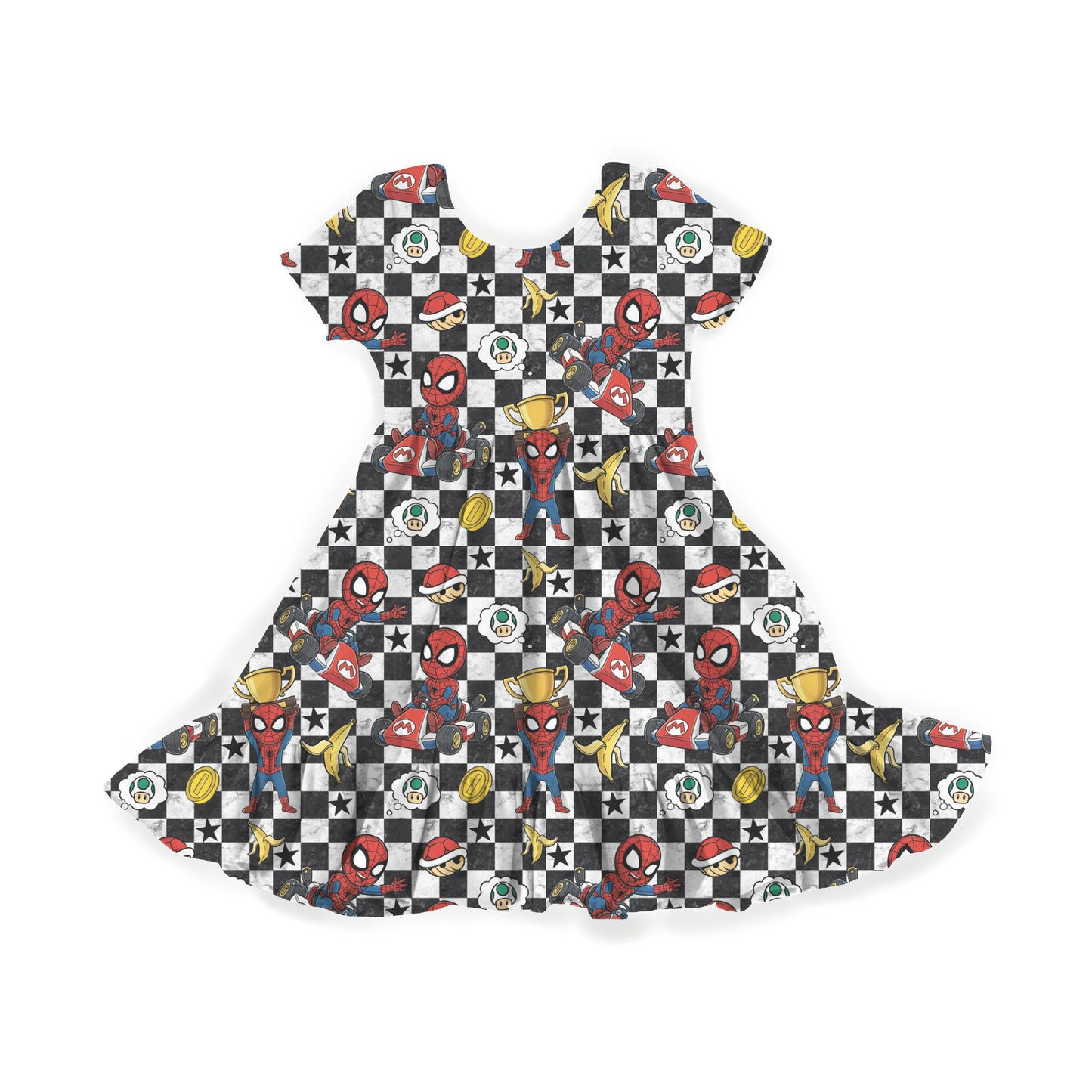Webs and Wheels Youth Twirl Dress **PreOrder**