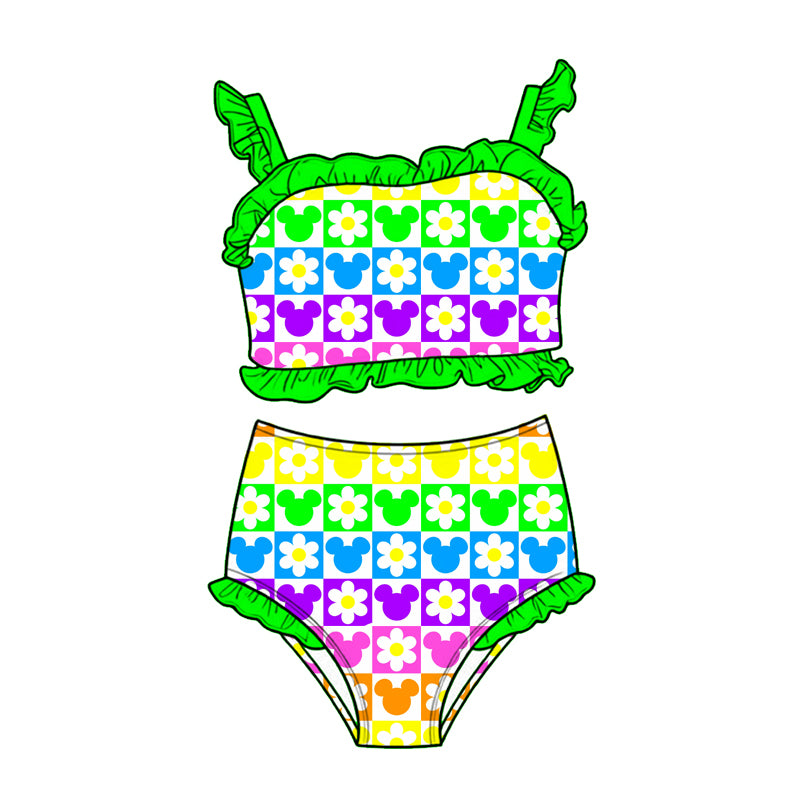 Retro Rainbow Mouse 2-piece High-Waisted Swimwear *RTS*