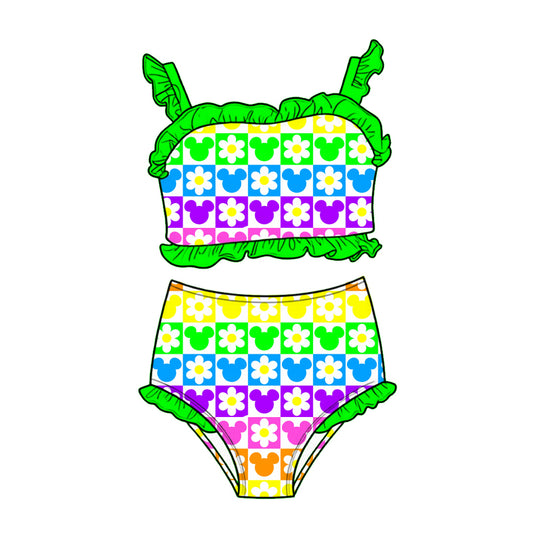 Retro Rainbow Mouse 2-piece High-Waisted Swimwear *RTS*