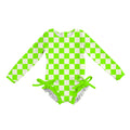 Lime Check Rashguard One-Piece Swimwear *RTS*