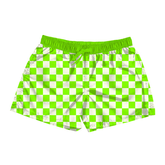 Lime Check Boys Swim Shorts Swimwear *RTS*