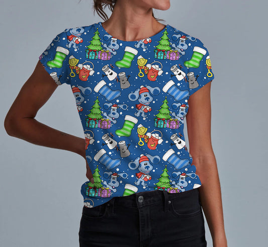 Blue Christmas Cheer Adult Women's T-shirt **PreOrder**