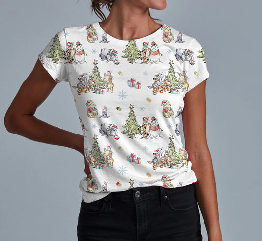 Woodland Christmas Wishes Adult Women's T-shirt **PreOrder**
