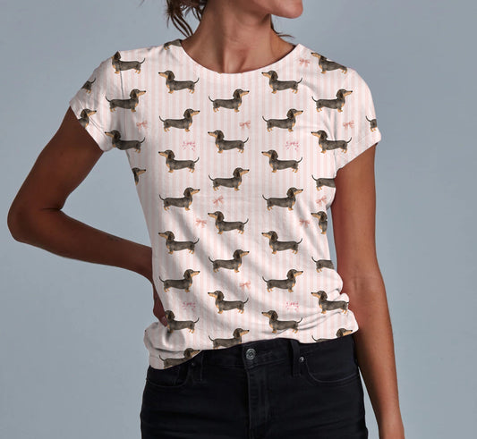 Doxie Daydreams Pink Adult Women's T-shirt **PreOrder**