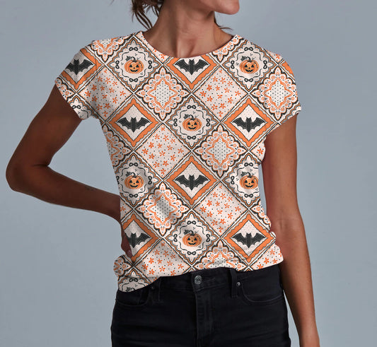 Pumpkin Patchwork Adult Women's T-shirt **PreOrder**