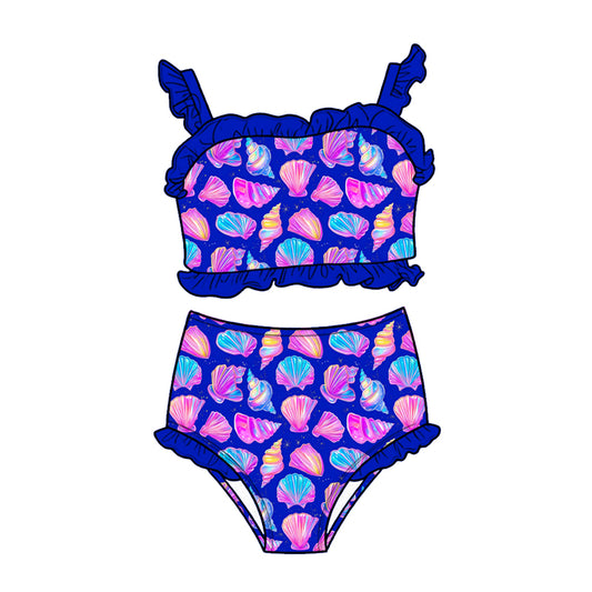 Neon Seashell Sparkle 2-Piece High-Waisted Swimwear *RTS*