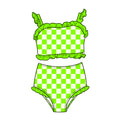 Lime Check 2-piece High-Waisted Swimwear *RTS*