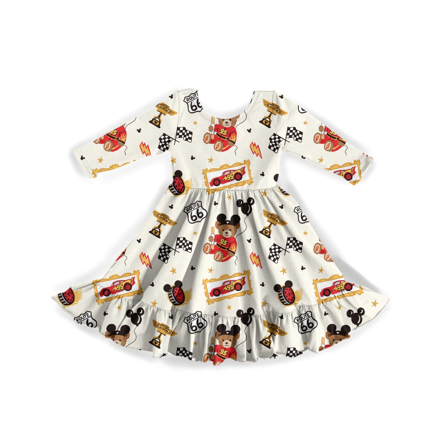 Born To Race Bears Youth Twirl Dress **PreOrder**