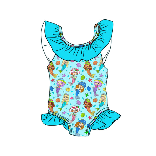 Berry Sweet Mermaids One-Piece Medically Adaptable Swimwear *RTS*