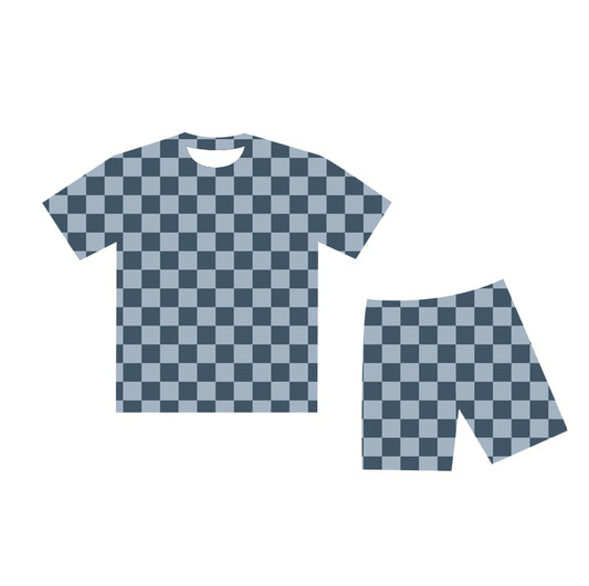 Checkered Slate Women's Biker Short Set *RTS*