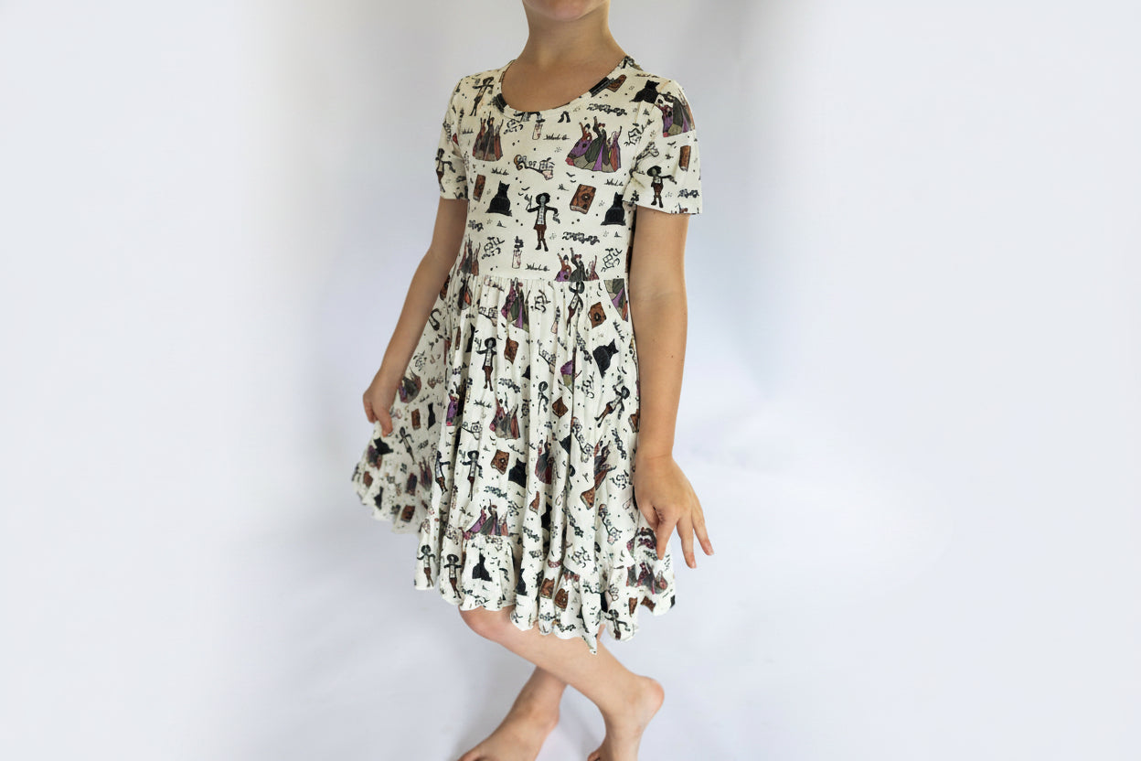 Spooky Spellbound Sisters Youth Twirl Dress **PreOrder**