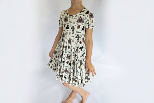 Spooky Spellbound Sisters Youth Twirl Dress **PreOrder**