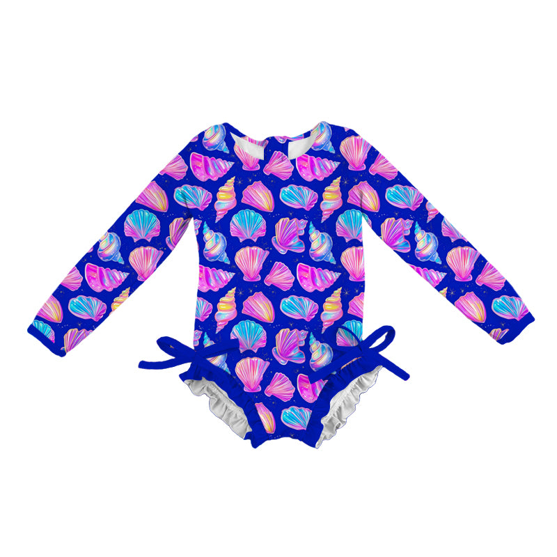 Neon Seashell Sparkle Rashguard One-Piece Swimwear *RTS*