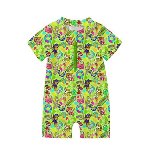 Poolside Pups Rashguard Boys Medically Adaptable One-Piece Swimwear *RTS*