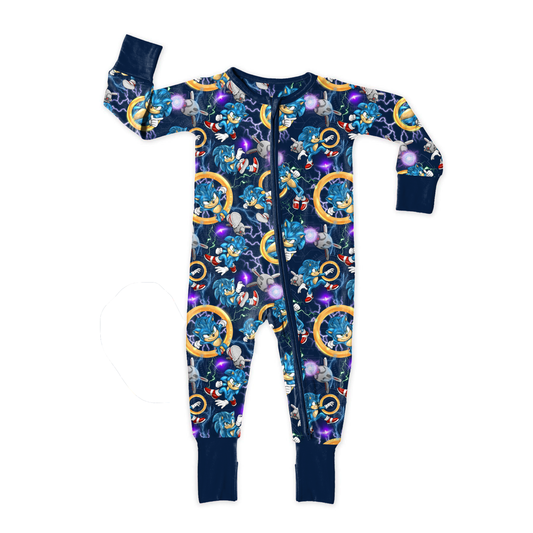 Blue Blur in Action Medically Adaptable Zipper Sleeper *RTS*