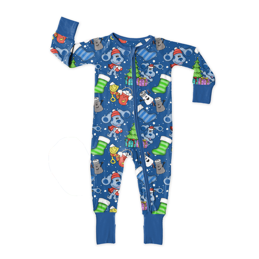 Blue Christmas Cheer Zipper Sleeper **PreOrder**
