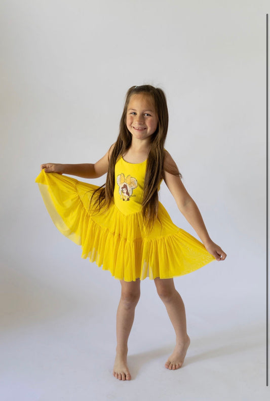 IMPERFECT Golden Tale Twirl Youth Yoga Dress *RTS* *FINAL SALE*